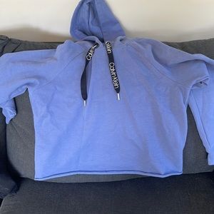 Super cute periwinkle blue cropped Calvin Klein lightweight hoodie